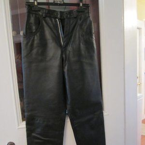 Ladies genuine black leather pants, altered to fit a 5'4" woman.